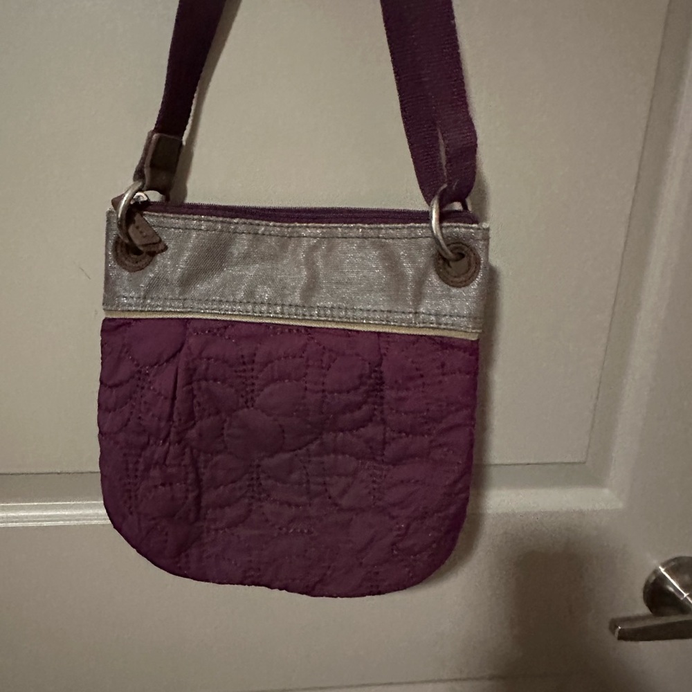 Fossil Key-Per Purple and Silver Crossbody Bag with Adjustable Strap - Picture 3 of 7